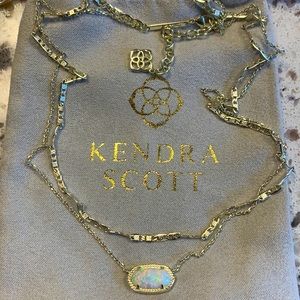 Elisa Gold Multi Necklace In White Kyocera Opal